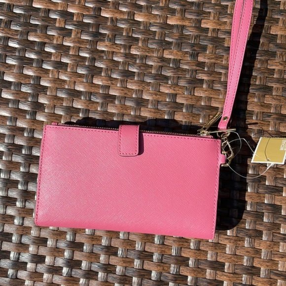 Michael Kors Jet Set Travel Large Double Zip Wristlet Wallet Rosewood Leather - Picture 16 of 16